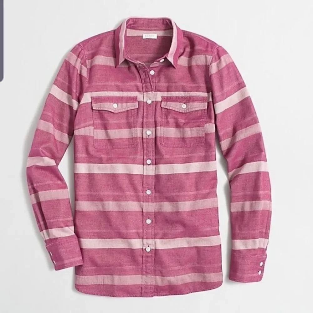 J. Crew pink striped flannel shirt sz Small style C8590
